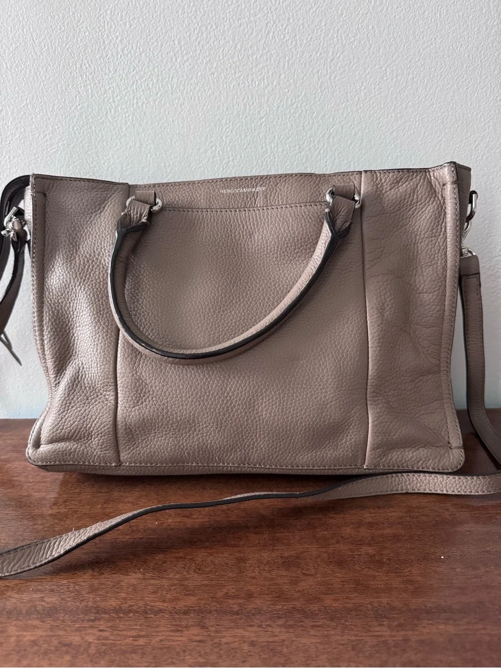 Rebecca Minkoff Pebbled Leather Shoulder Bag in Taupe